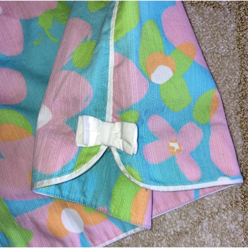 Lilly Pulitzer Floral Turquoise Pink Mini Skort Skirt Bows Womens 0 cottagecore - Picture 5 of 11